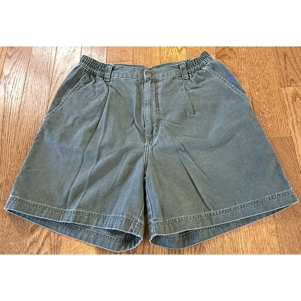 VTG 80s LL Bean Freeport Pathfinder Green Canvas Pleated Hiking Shorts 32